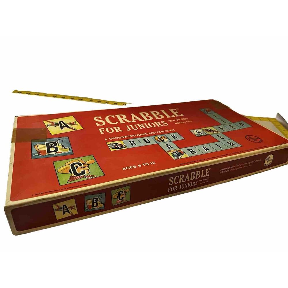 Scrabble For Juniors Vintage Complete 1964 Family Word Game Double-Sided Board